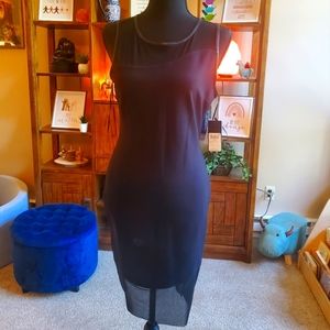 NWT Guess Jet Black Ponte Mesh Bodycon Dress